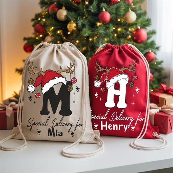 Custom Santa Sack Name Gift Bag for Kids: Personalized Holiday Christmas Gifts for Girls Boys