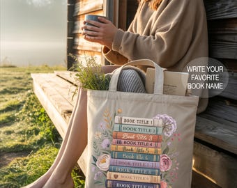 Custom Bookworm Tote Bag with Personalized Book Names: Teacher Gifts for Readers, Librarian