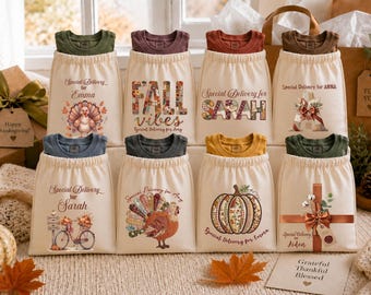 Personalized Gift Bag for Fall Thanksgiving: Thankful Drawstring Backpack for Kids