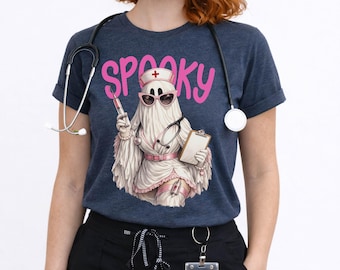 Spooky Halloween Nurse Shirt: Funny Cute Ghost Tshirt for Healthcare Workers