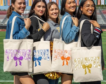 Custom school spirit tote bag, Favorite School Team Mascot canvas bag, Back to school tote bag, Custom Text canvas bag, School Logo tote bag