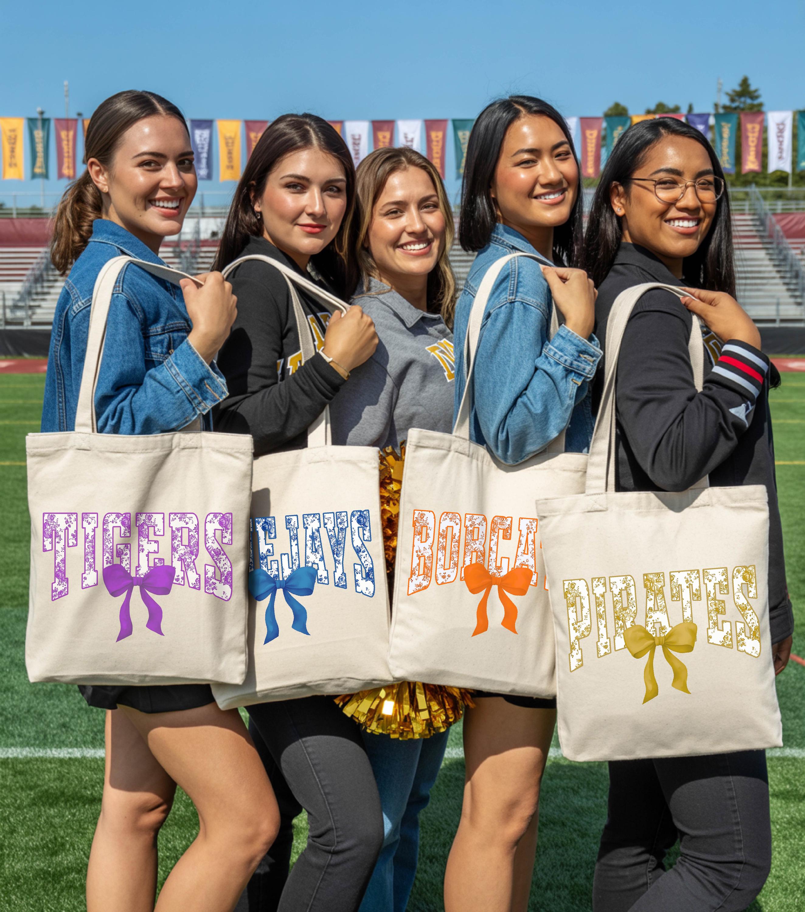 Custom school spirit tote bag, Favorite School Team Mascot canvas bag, Back to school tote bag, Custom Text canvas bag, School Logo tote bag