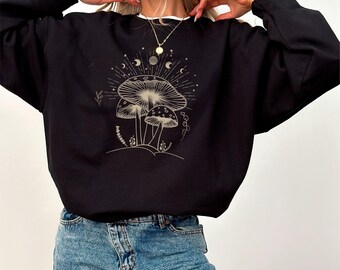 Mushroom Sweatshirt, Mushroom Sweatshirt, Spiritual Sweatshirt, Gift For Friend,Spiritual Moon Phase, Mushroom Gifts