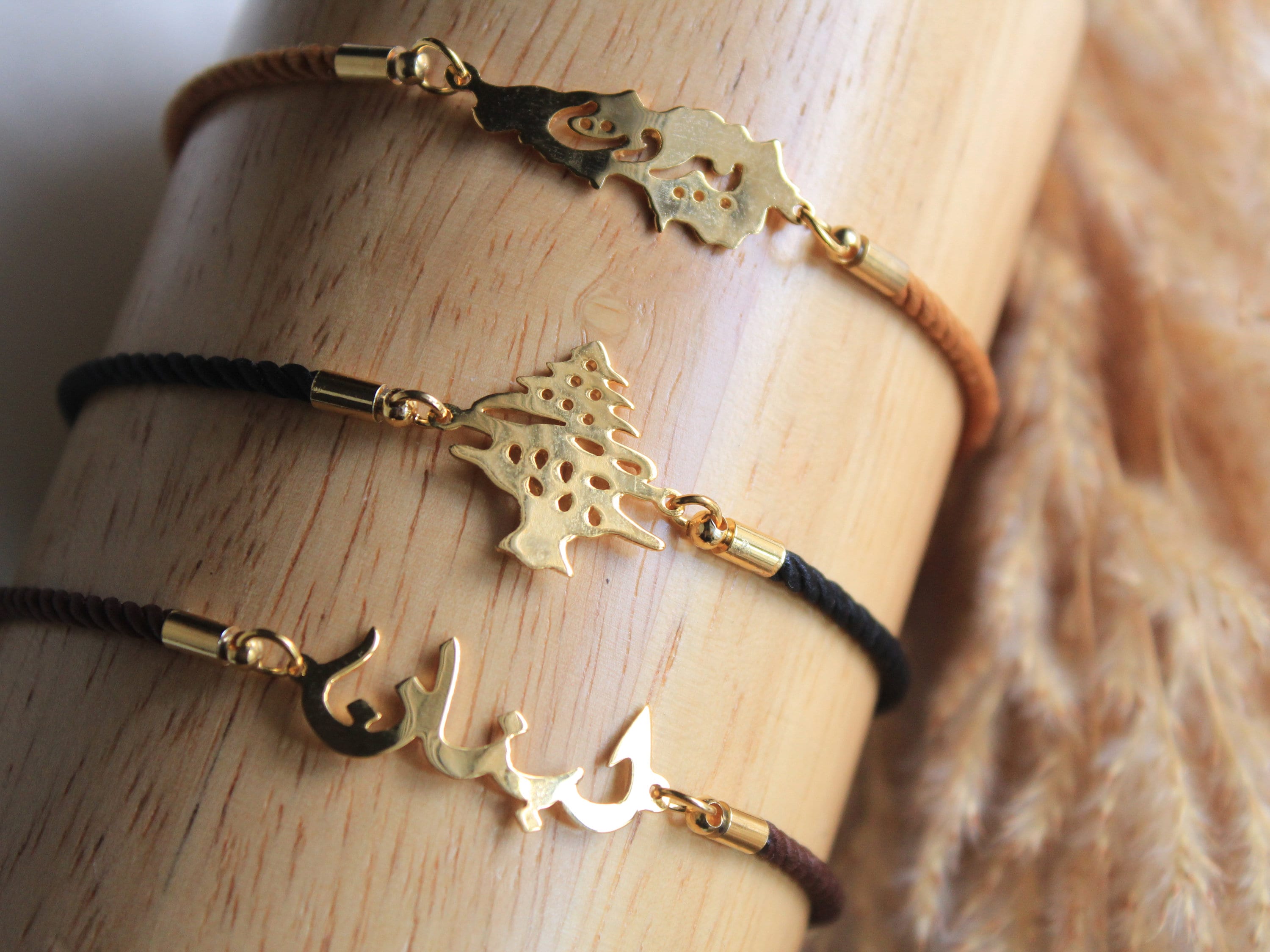 Set of 3 Bracelets gold Plated Lebanon Map Bracelet Cedar Etsy