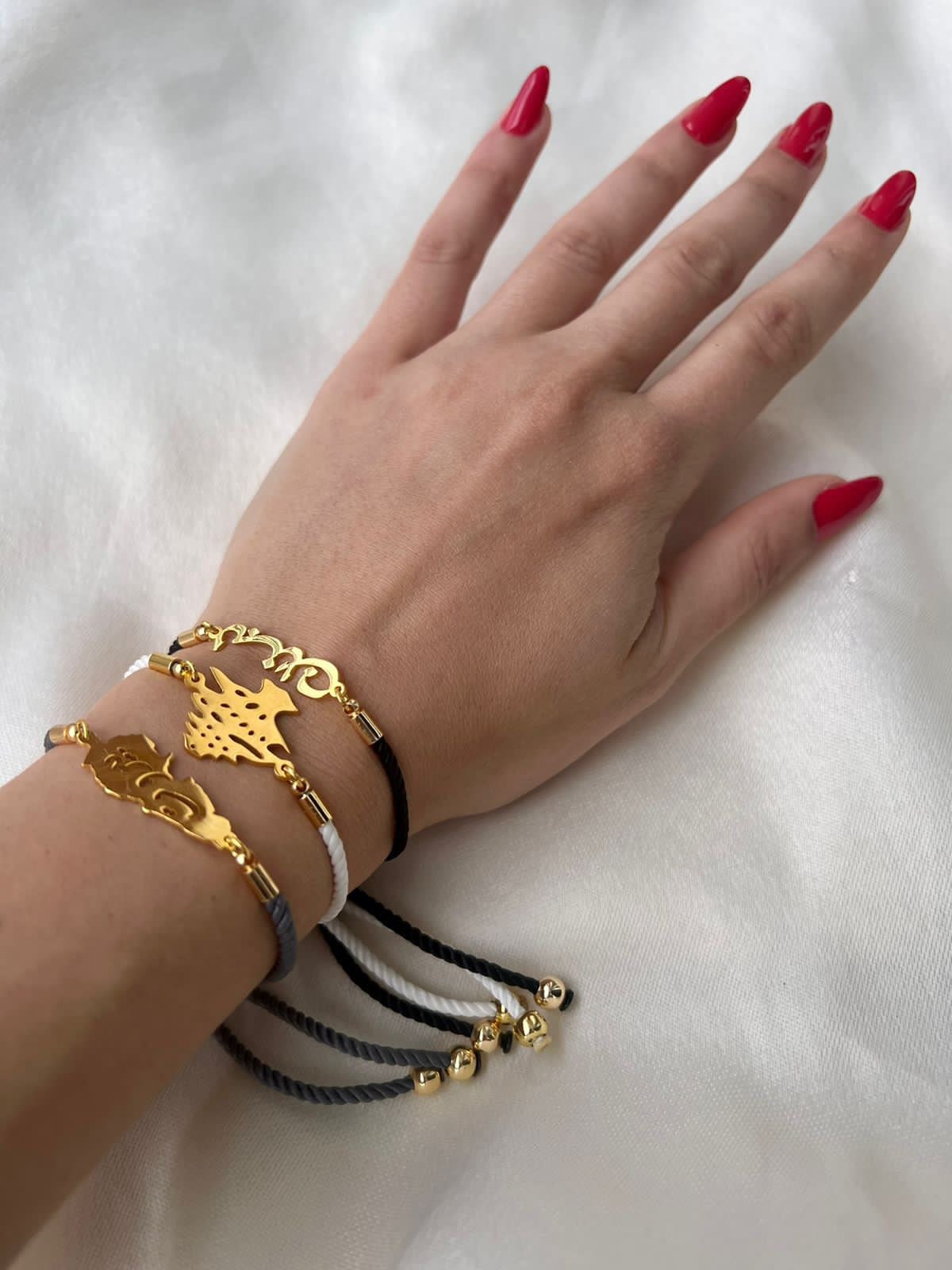 Set of 3 Bracelets gold Plated Lebanon Map Bracelet Cedar Tree Bracelet