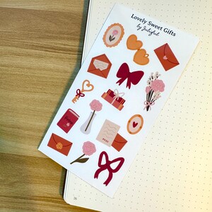 Deliziosi regali romantici / Foglio di adesivi lucidi / Dolci piccole note d'amore / Adesivi per planner kawaii / Decorazioni per diario