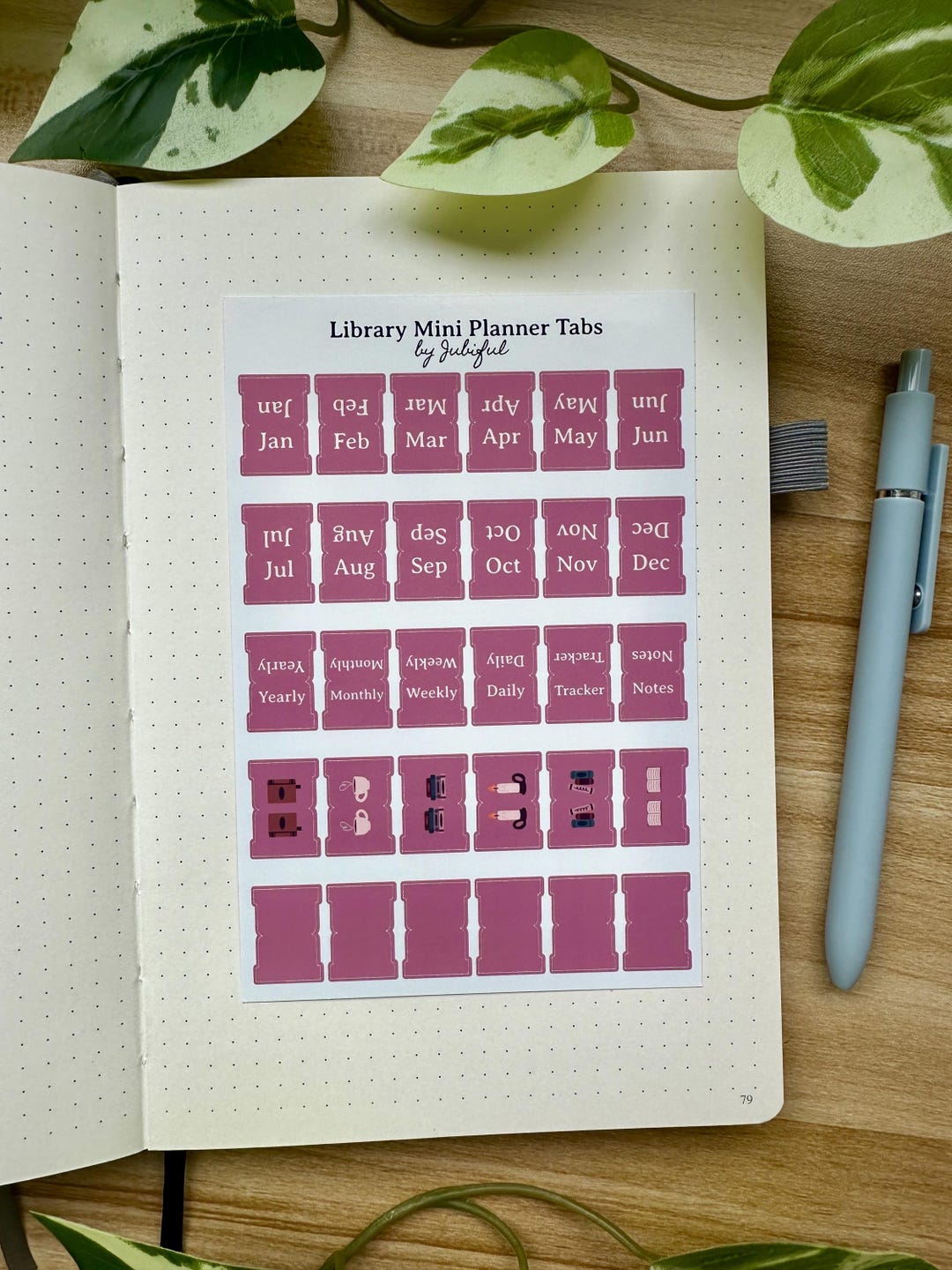 Library Themed Mini Planner Tabs Glossy Durable Vinyl Selfadhesive