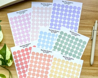 Colorful Big Dot Stickers | 70 Individual Circles | Matte Sticker Sheet | 12mm diameter wide | Planner, Journal, Calendar Deco Supplies