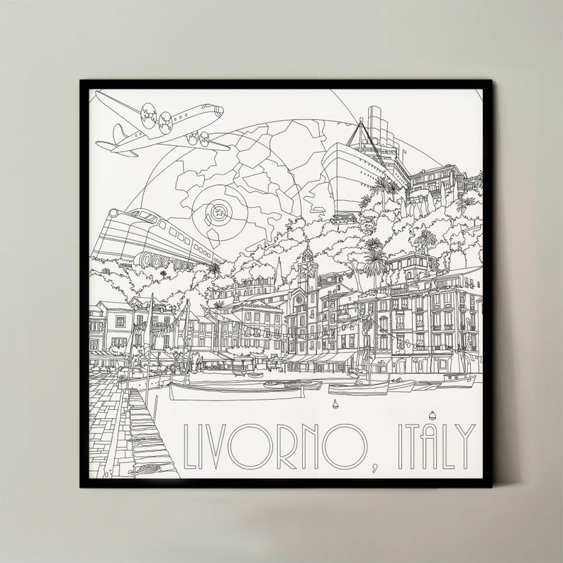 Printable Line Art Drawings Architecture Landscape - Etsy