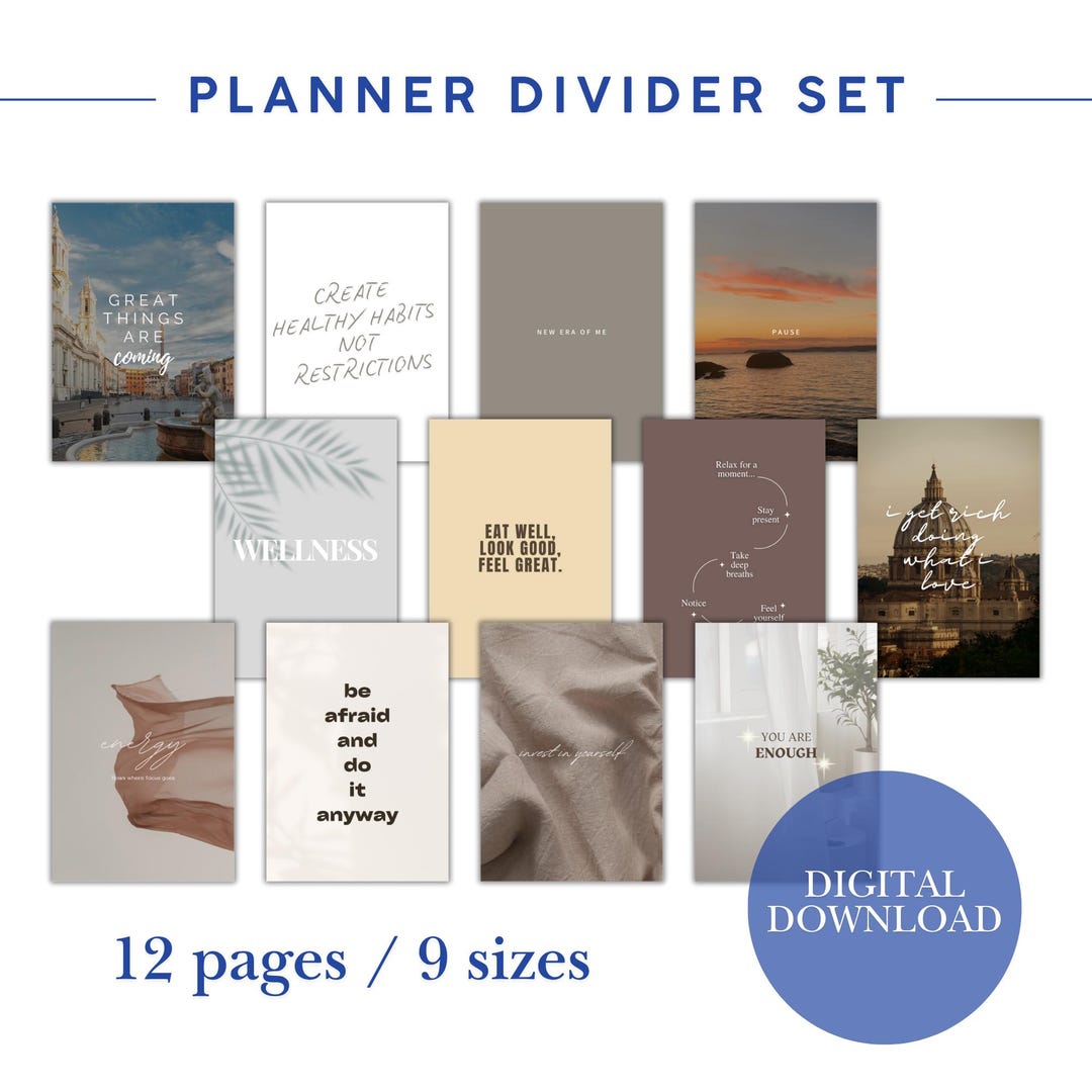 PRINTABLE Planner Dividers, Dashboard Set, Dividers to Inspire, A6, A5 ...