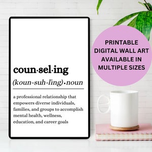 Printable Wall Art, Definition of Counseling for Office Decoration, Multiple Sizes