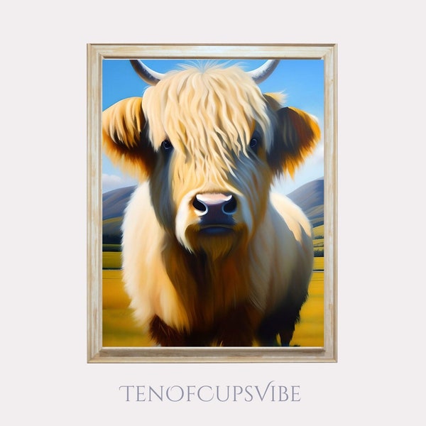 Highland Cow Painting | Downloadable Print | Cow Art | Highland Cow Print |