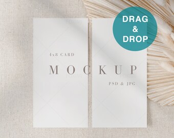 10x20x8 Karten Mockup, Doppelte Karte, Einladung Mockup, Boho moderne Tischdekoration, Menü Mockup, Hochzeit Briefpapier Mockup, Hochzeitsprogramm,R01, R238