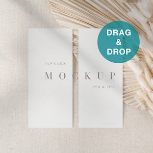 4 x 9 kaart mockup, dubbele kaart, 4 x 9 programma mockup, Boho moderne tabel instelling, menu mockup, mockup menu, bruiloft briefpapier mockup, R01, R227