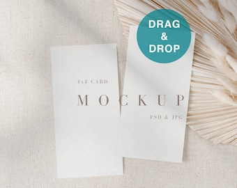 10x20x8 Karten Mockup, Doppelte Karte, Einladung Mockup, Boho moderne Tischdekoration, Menü Mockup, Hochzeit Briefpapier Mockup, Hochzeitsprogramm,R01, R237