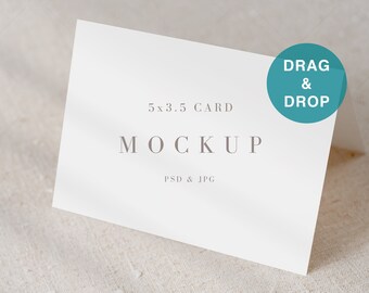 Tent fold card mockup, Folded place card mockup, 5x3.5 folded Card Mockup, Wedding Card Mockup, RSVP Card Mockup, Table Setting, R01, R309