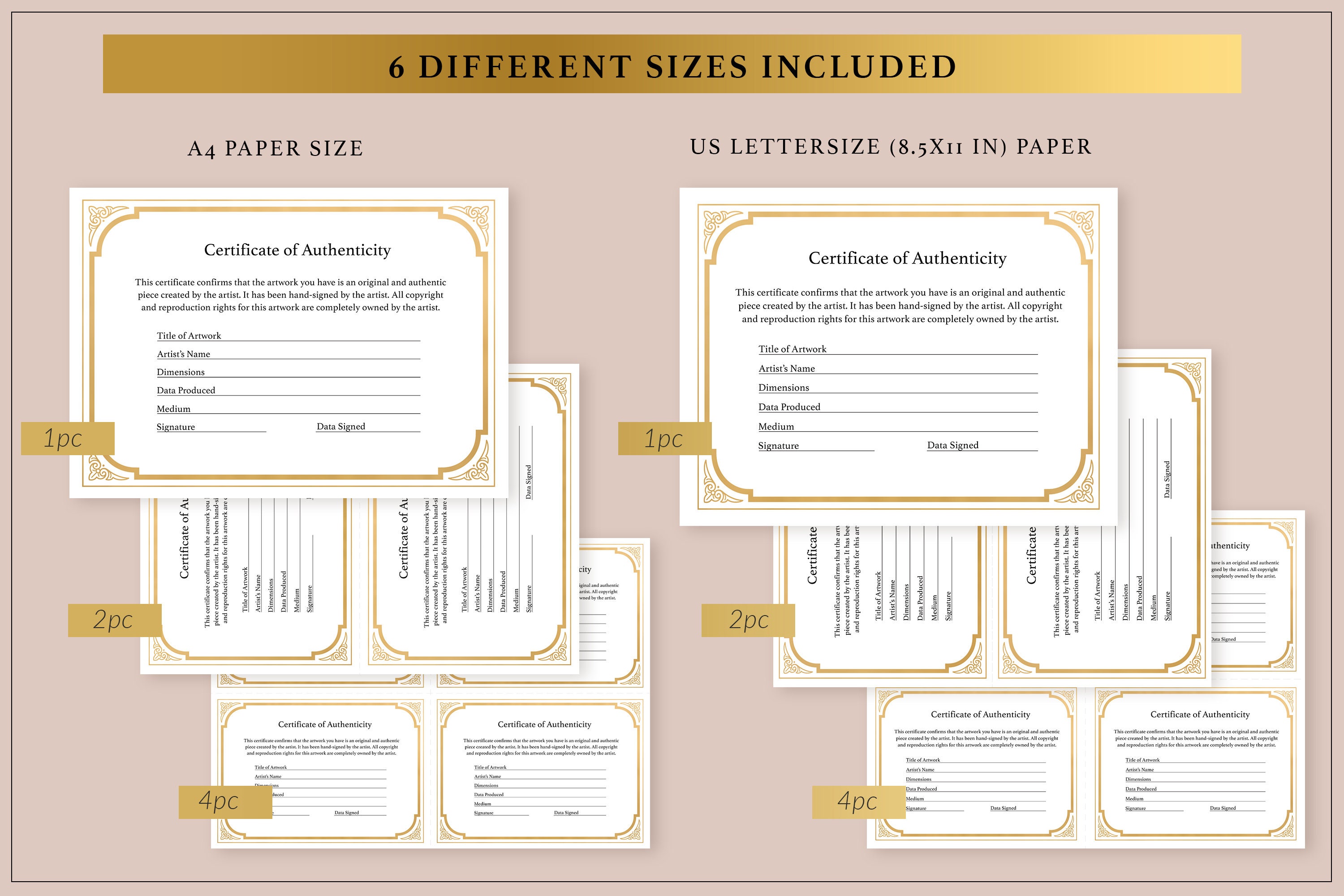 Certificate of Authenticity Template, Printable Certificate Template ...
