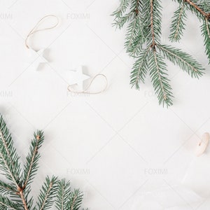 Fundo de Natal, Foto stock, Flatlay de inverno, Maquete de Natal, Maquetes de Natal, Fundo de Natal, Estacionário de Natal, Mínimo, P05, R39
