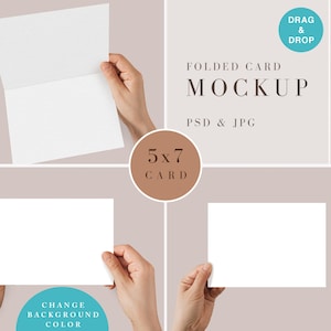 Mockup di biglietto piegato 7x5, Mockup di biglietto di auguri, Mockup di invito, Mockup di biglietto, Mockup di invito, Sfondo modificabile, Bundle di mockup, R11, R248