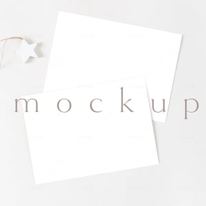 Minimal 7x5 Christmas Card Mockup, Horizontal Card,Set of 2,Greeting Card Mockups, Christmas mockup,Neutral, Clean, Minimal mockup, P05, R18
