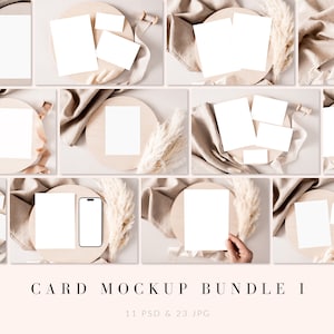 Mockup Bundle, Kartenmockup, Mockup Karte und Telefon, Einladung Mockup, Grußkarte Mockup, 5x7 Kartenmockup, Mockups, Boho Mockup, R05, R183