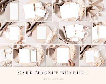 Mockup Bundle, Card Mockup, Mockup Card and Phone, Invitation Mockup, Greeting Card Mockup, 5x7 Card Mockup, Mockups, Boho mockup, R05, R183