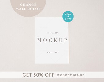 5x7 Card Mockup, Invitation Card Mockup, Place Card Mockup, Invite Mockup, Minimal mockup, Shower Invitation, Valentine&#39;s Mockup, P099, R141