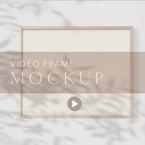 5x7 Video Frame Mockup, Modern Digital Mockup, Minimalist Wood Framed Art Display, Horizontal Frame Template, Leaf Shadow animated, V02
