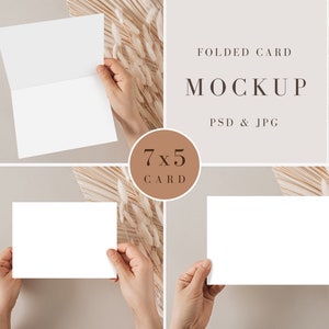 Mockup di carte piegate 7x5, Mockup di biglietti d'auguri, Mockup di invito, Mockup di carte, Mockup di invito, Mockup, Mockup Boho, Pacchetto Mockup, R11, R247