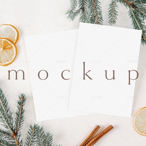 5x7 Weihnachtskarte Mockup, Vertikale Karte, 2er Set, Hochzeitseinladung Mockup, 5x7 Mockups,Ferienkarte Mockup,Neutral,Minimal Mockup,P06, R22