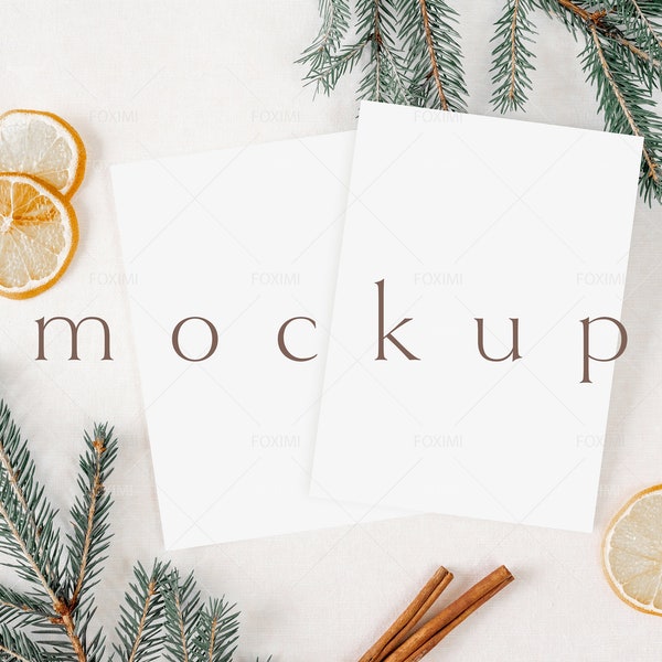 5x7 Christmas Card Mockup,Vertical Card, Set of 2,Wedding invitation mockup,5x7 mockups,Holiday card mockup,Neutral,Minimal mockup, P06, R22