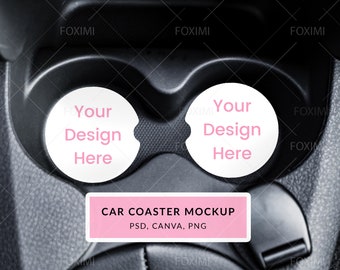Car coaster mockup, coaster mockup, CANVA, PSD,PNG, car coaster template, coaster mock up, coaster template, sublimation mockup, CC3