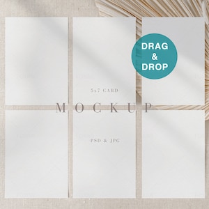 Set van zes 5 x 7 kaart mockup, kaartenset, douche games mockup, tafelnummer mockup, Boho kaart mockup, bruiloft uitnodigen mockup, stationair, R01, R212