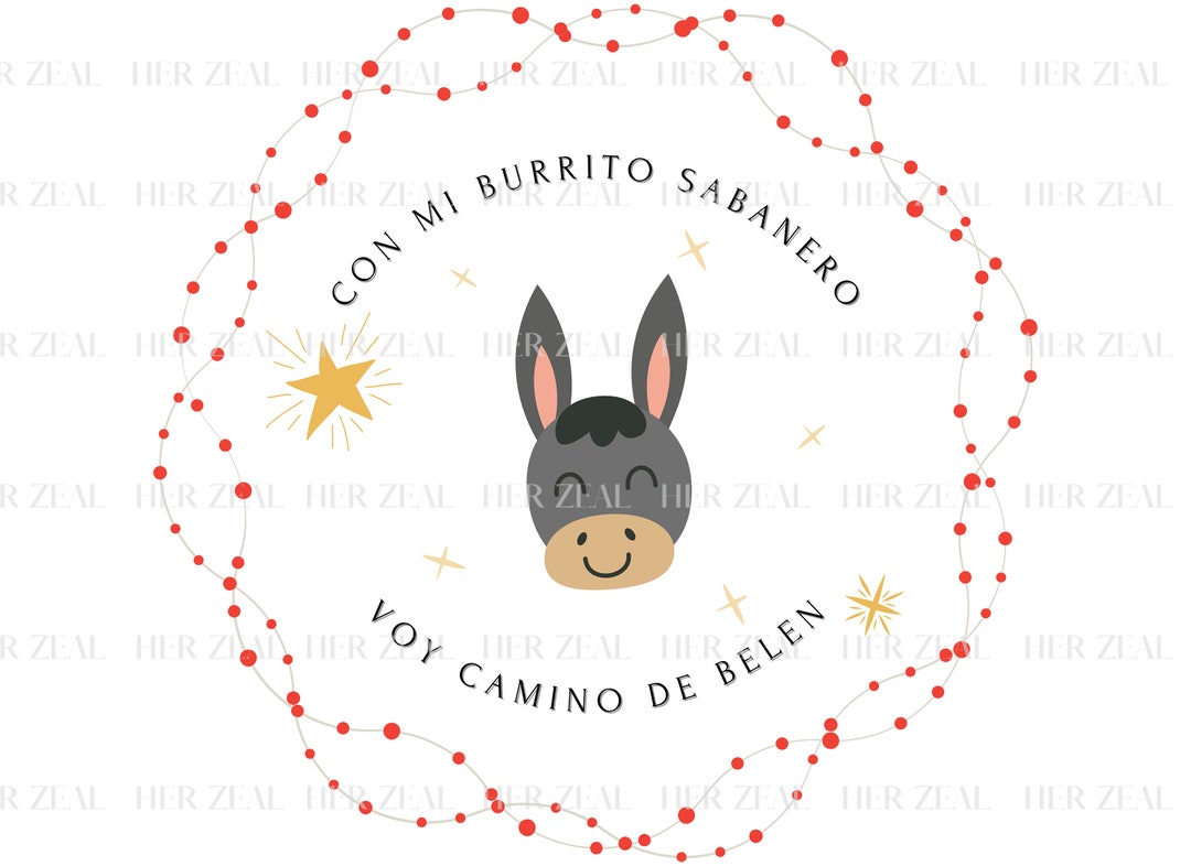 Con Mi Burrito Sabanero PNG, Feliz Navidad Digital Download, Spanish