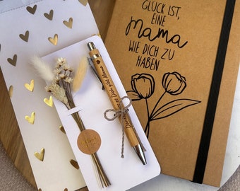 Geschenkset zum Muttertag /Kugelschreiber, Notizbuch A5 / personalisiertes Geschenk / personalisierter Kugelschreiber