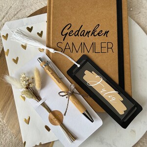 Geschenkset Kugelschreiber, Notizbuch A5 und Lesezeichen / personalisiertes Geschenk / personalisierter Kugelschreiber Bild 2