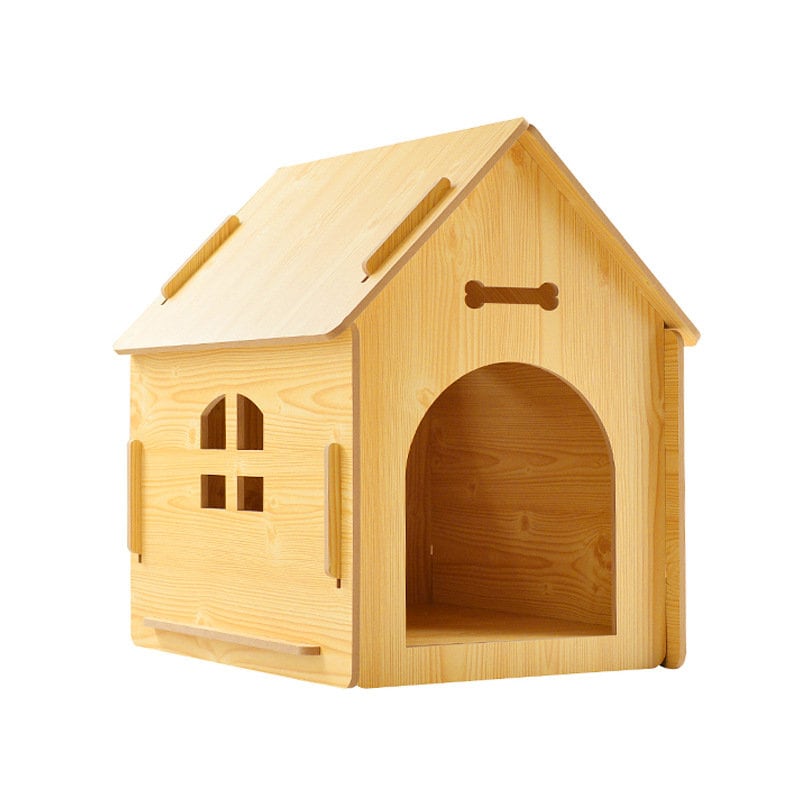 Dog Cat House Indoor Kennel, Wooden Pet House With Roof for Dogs Indoor