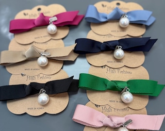 Pearl Drop Ribbon Hair Clip