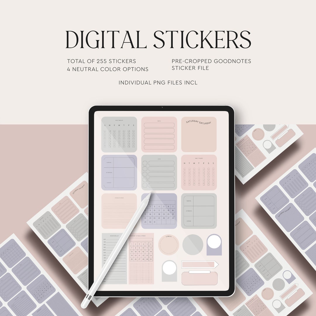 Minimalist Digital Stickers for Goodnotes / Pre-crop Daily Stickers ...