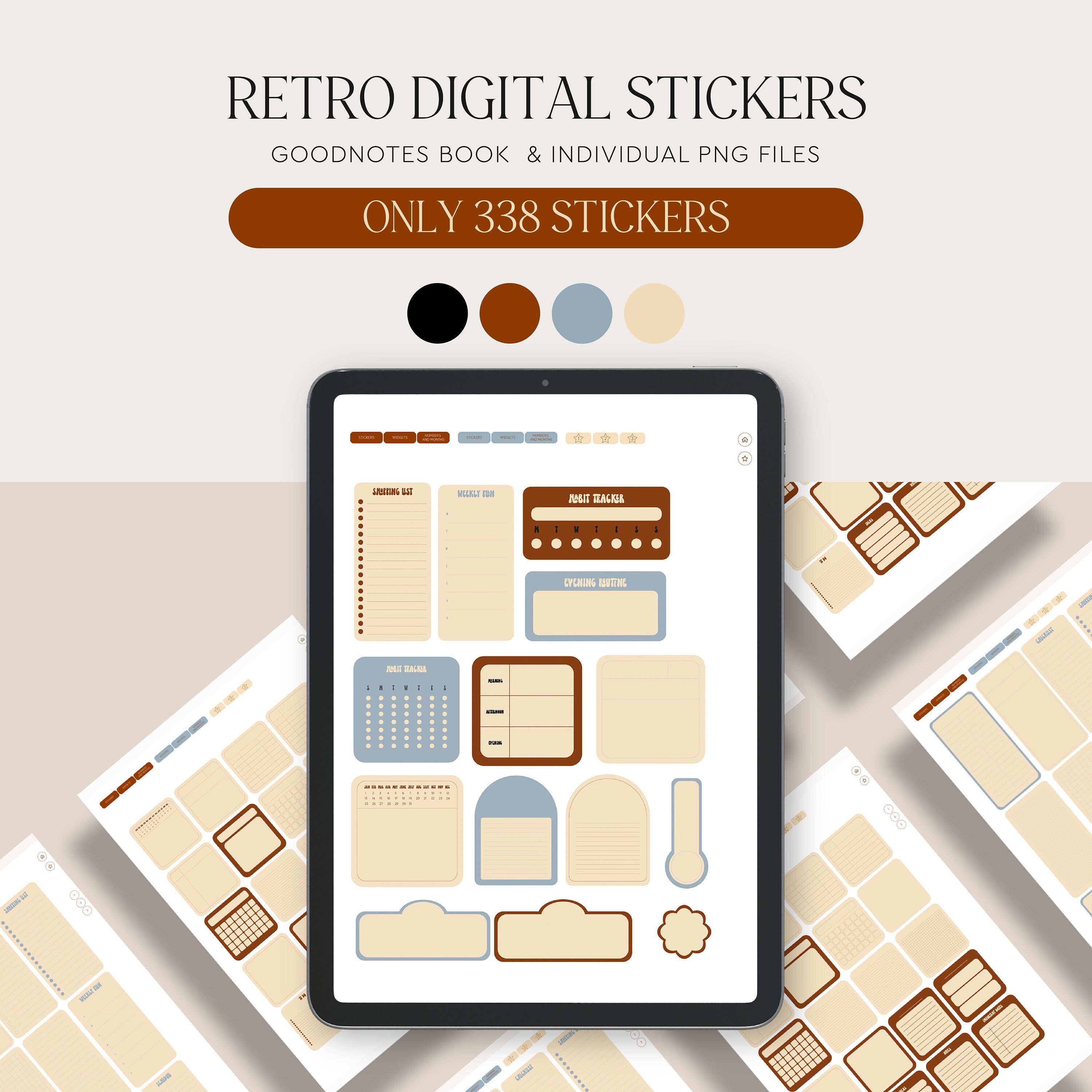 Retro Digital Stickers for Goodnotes / Stickerbook for Planning ...