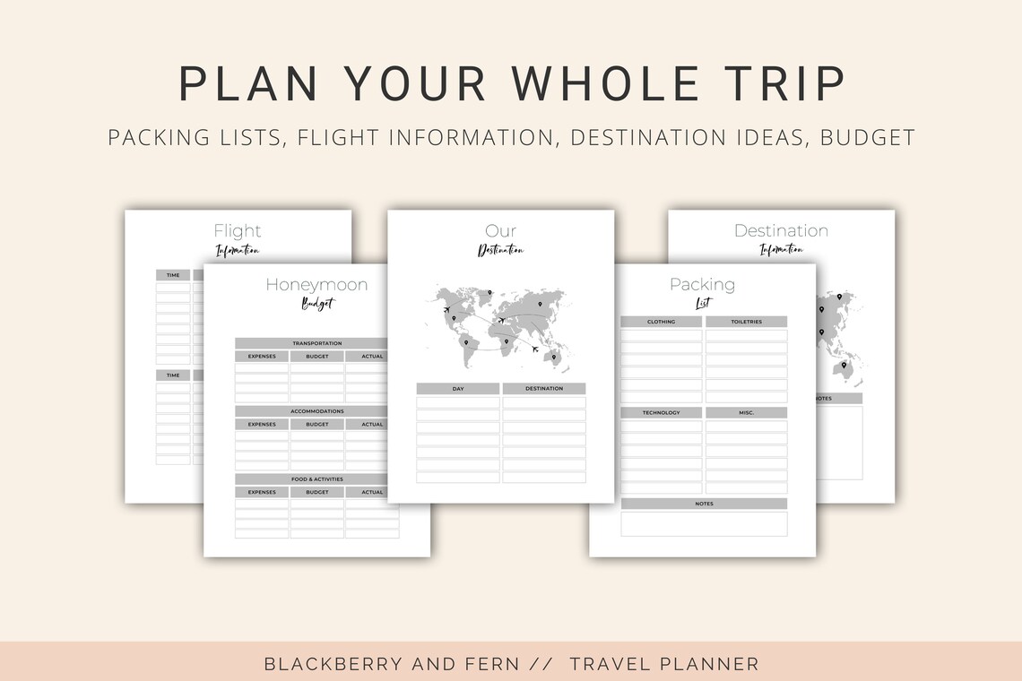 Honeymoon Travel Planner Bundle Vacation Planner Travel Etsy