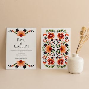 Wedding Invitation Template, Destination Wedding, Printable Mexican Themed Invite, Fall Autumn Wedding, Instant Download