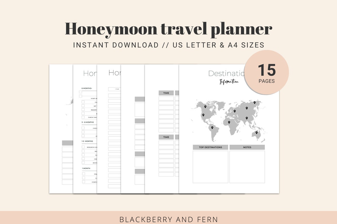 Honeymoon Travel Planner Bundle Vacation Planner Travel Etsy