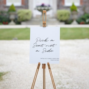 DIY Pick a Seat Not a Side Wedding Sign,  Editable Find Your Seat Template, Printable Wedding Signage, Reception Decor
