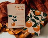 Retro Oranges Wedding Invitation Template, Destination Wedding, Printable Spanish Themed Invite, Summer Wedding, Instant Download