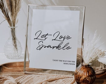 Let Love Sparkle Wedding Sign, Editable Template, Sparklers and Fireworks Sign, Sparkler Send Off Sign, DIY Printable