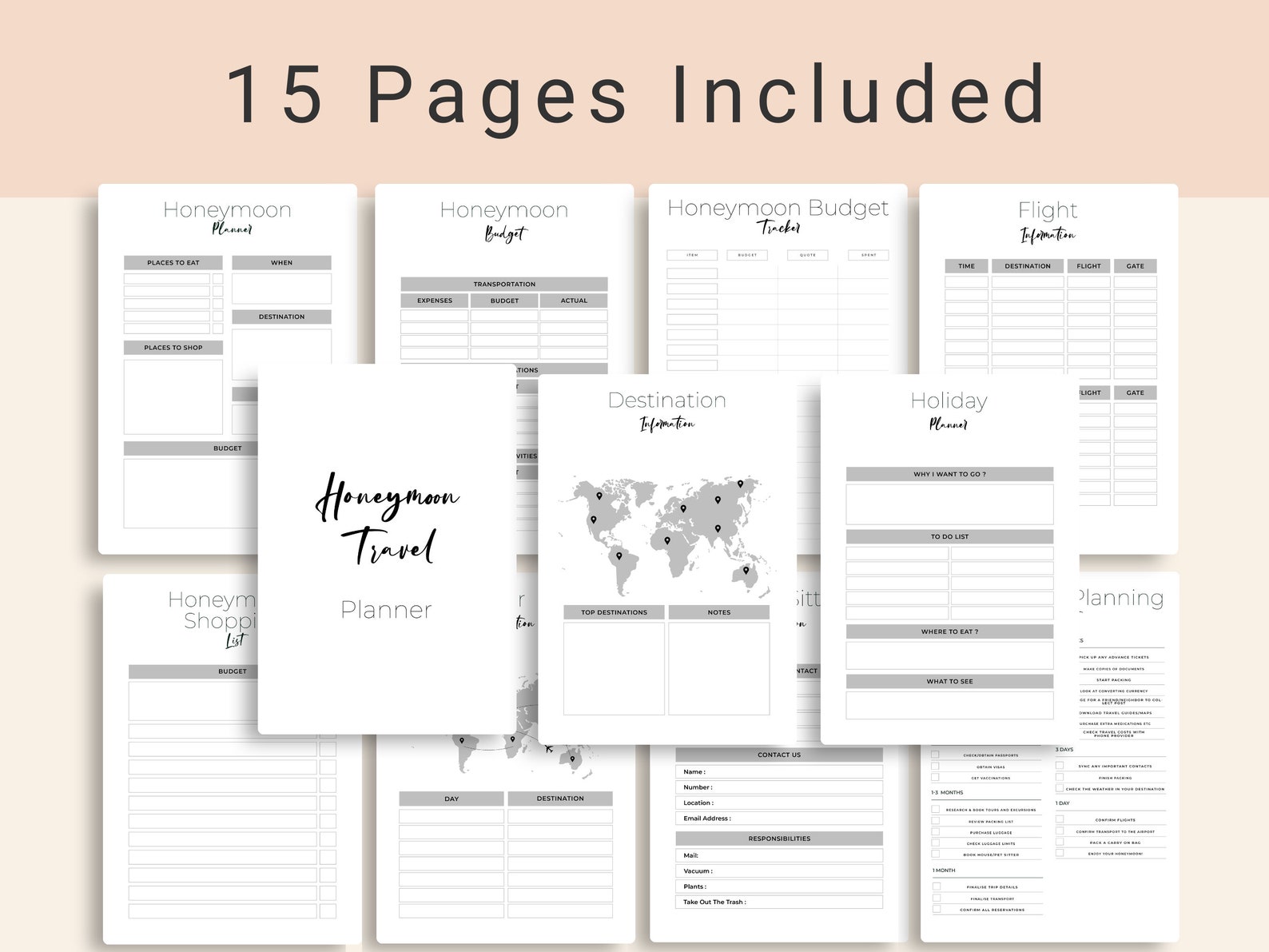 Honeymoon Travel Planner Bundle Vacation Planner Travel Etsy