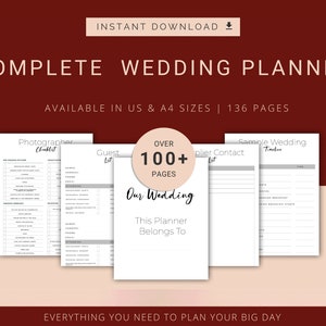 Complete Wedding Planner Bundle, Ultimate Wedding Checklists, Wedding Timeline, Personalised Printable Planner PDF