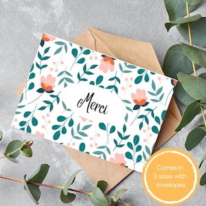 Floral Thank You Card - Downlable Thank You Card - Digital Card Thank You - Printables Thank You Card - Flower Thank You Card