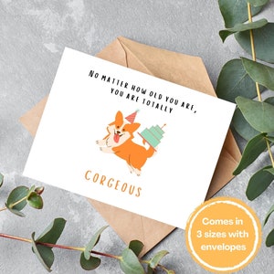 Carte d'anniversaire Corgi - Carte d'anniversaire imprimable - Carte avec enveloppe - Anniversaire Corgi imprimable